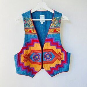 ❤️Hairston Roberson Ropa chambray embroidery vest, Blue, Size M/L